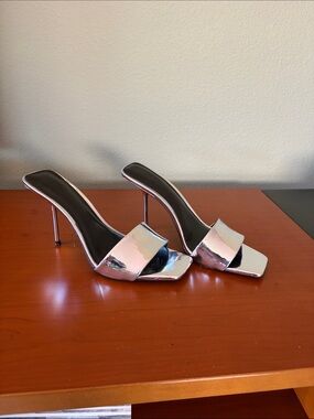 I.N.C Metallic Silver Slide Heels for Women